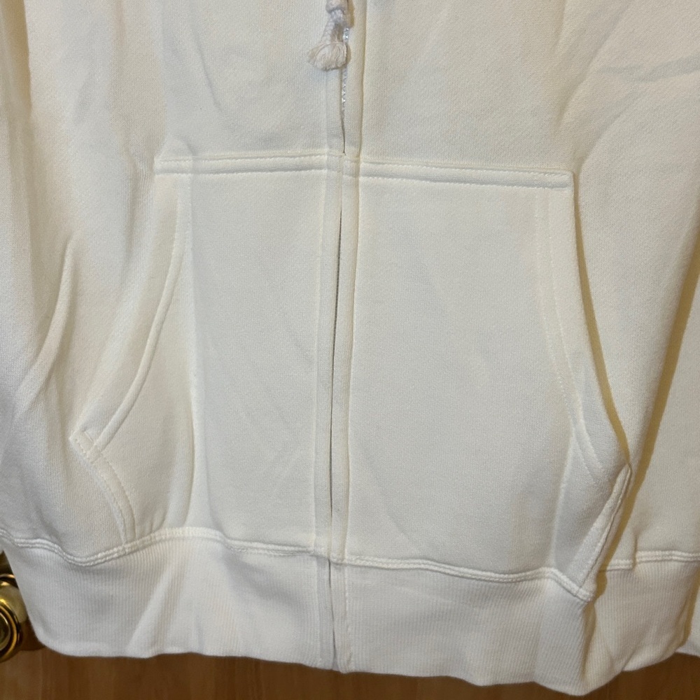 PINK Victoria's Secret White Zip-Up Hoodie with Embroidered Logo - Picture 3 of 7